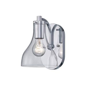 1 light polished chrome bathroom wall sconce light fixture with clear glass shade (retail $28)