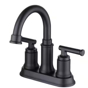 oswell 4 in. centerset 2 handle high arc bathroom faucet in matte black