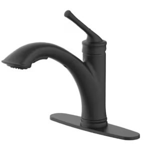 00997l faucets glacier bay hemming single handle pull out sprayer kitchen faucet deckplate included in matte black