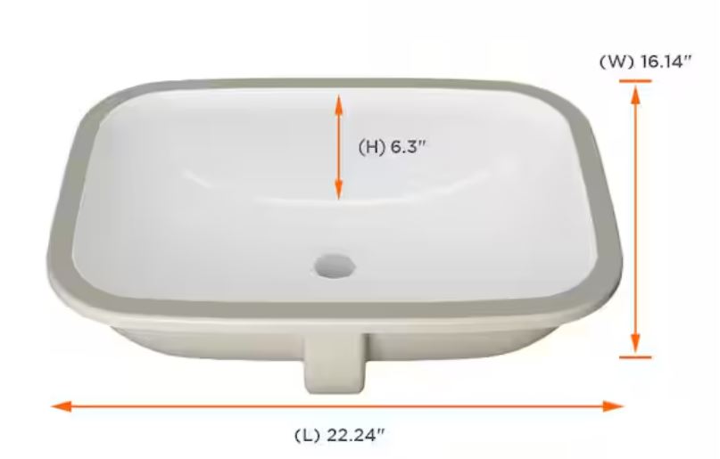 01791 sink 22in glacier bay ceramic rectangular undermount white with overflow drain 01791 sink 22in glacier bay ceramic rectangular undermount white with overflow drain