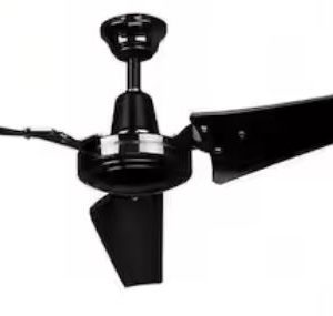08952l ceiling fan hampton bay industrial 60 in. indoor/outdoor black with wall control, downrod and powerful reversible motor