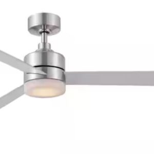 08957l ceiling fan hampton bay madison ii 52 in. indoor brushed nickel downrod mount with adjustable white led and remote included